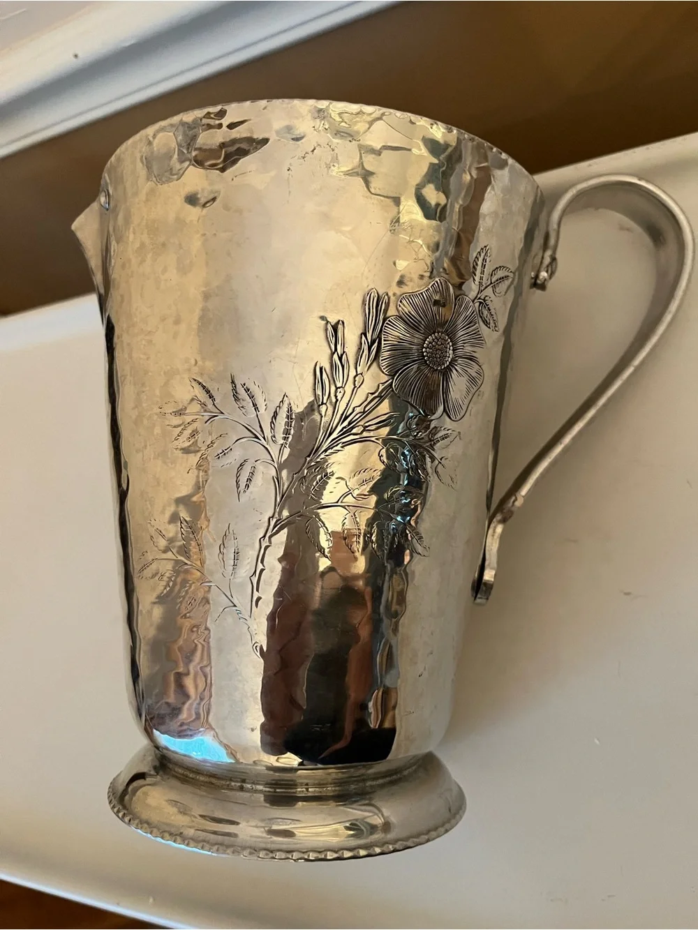 Continental Silver Co. Brilliantone Pitcher with Wild Rose Motif